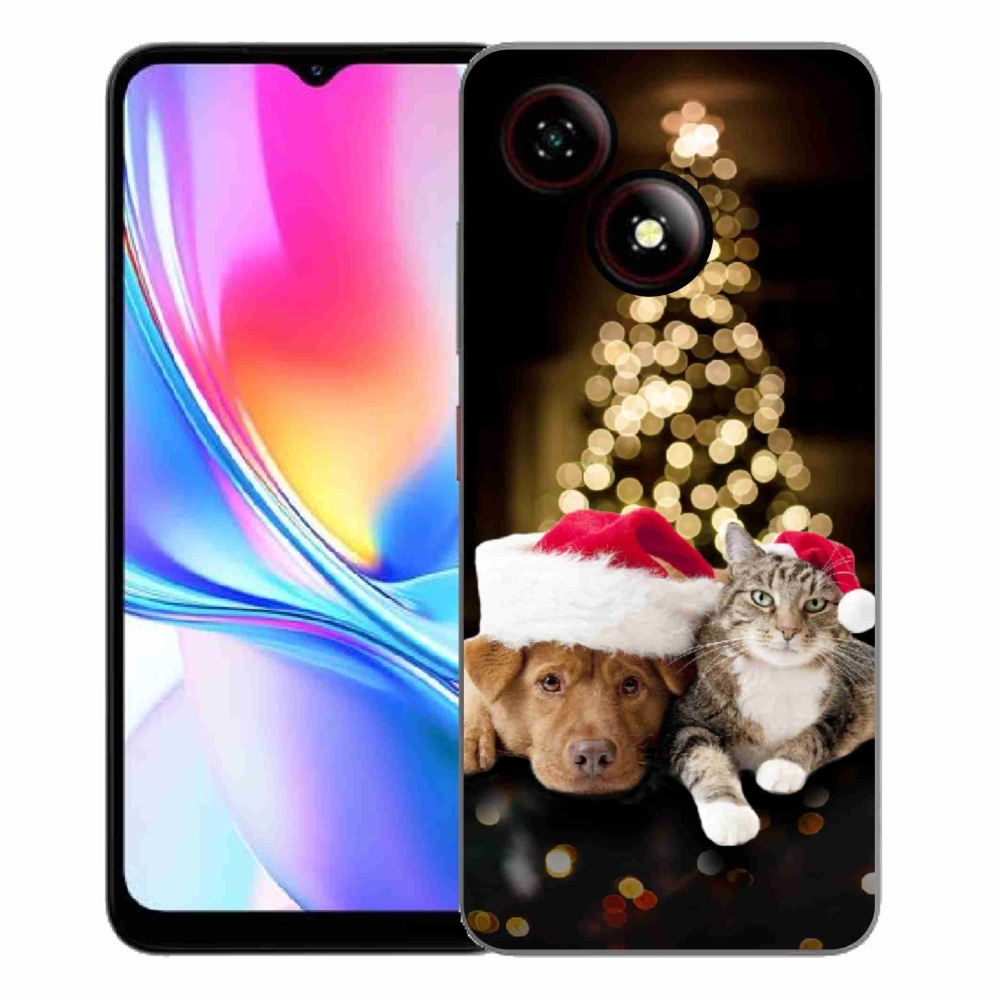ZTE Blade A35E zselés tok mmCase - Karácsonyi kutya és macska