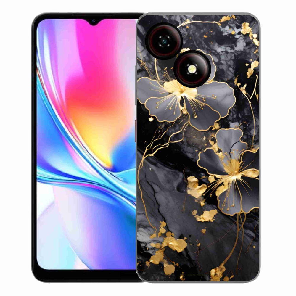 ZTE Blade A35E zselés tok mmCase - arany virágok