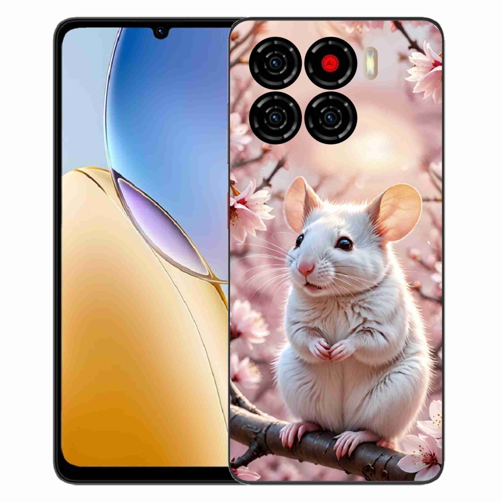 ZTE Blade A56 zselés tok mmCase - fehér egér az ágon