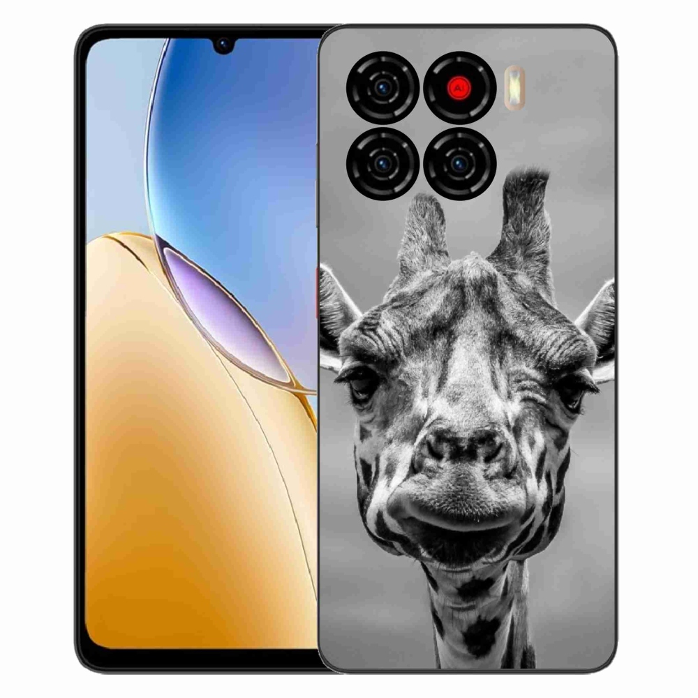 ZTE Blade A56 zselés tok mmCase - fekete-fehér zsiráf