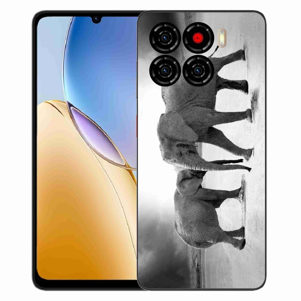 ZTE Blade A56 zselés tok mmCase - fekete és fehér elefántok