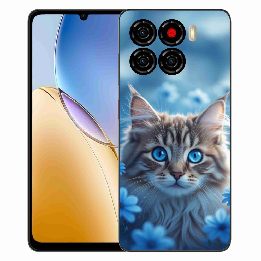 ZTE Blade A56 zselés tok mmCase - kék virágos cica
