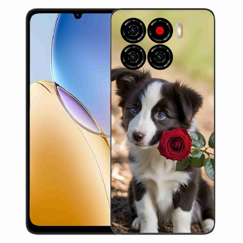 ZTE Blade A56 zselés tok mmCase - aranyos border collie rózsával