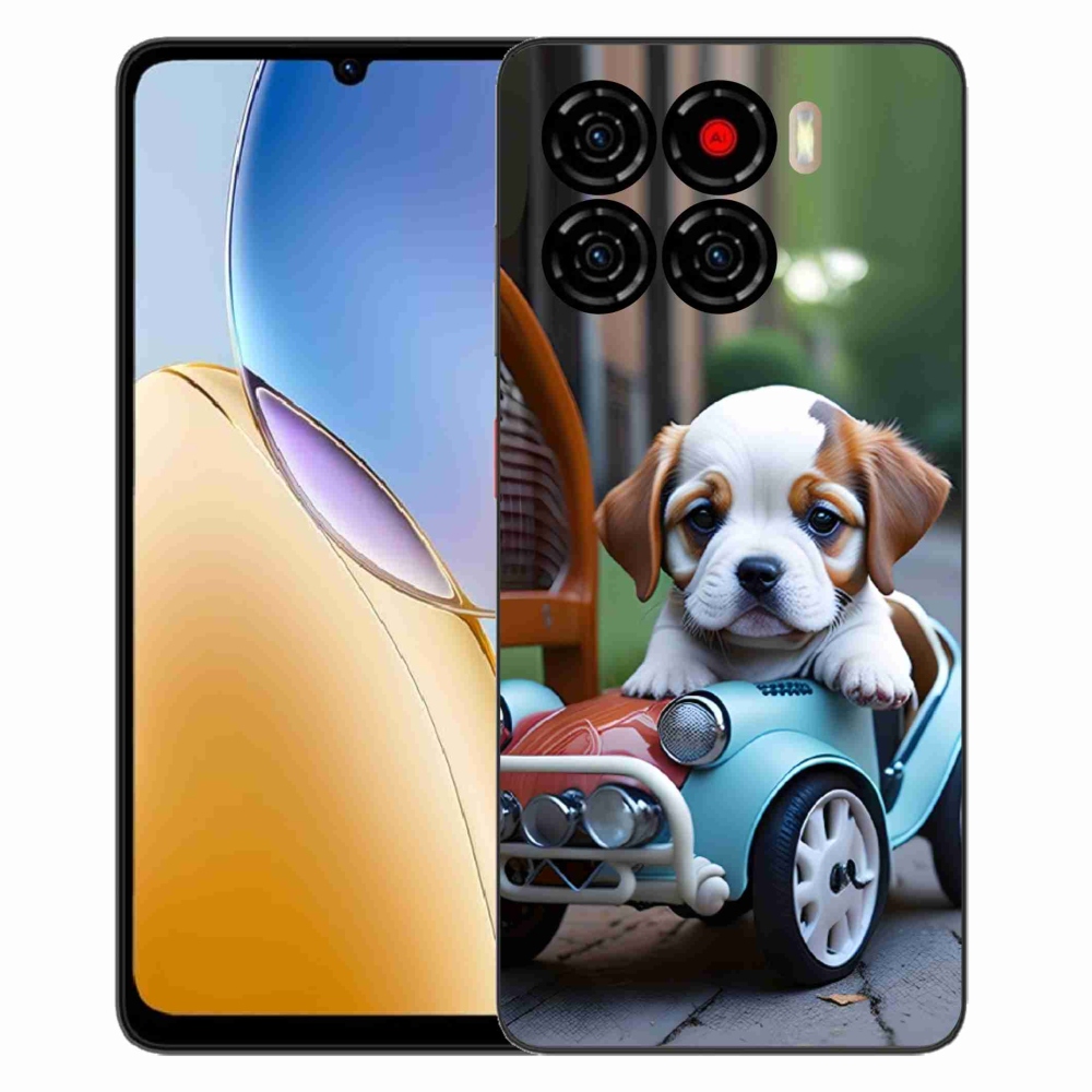 ZTE Blade A56 zselés tok mmCase - kiskutya retro autóban