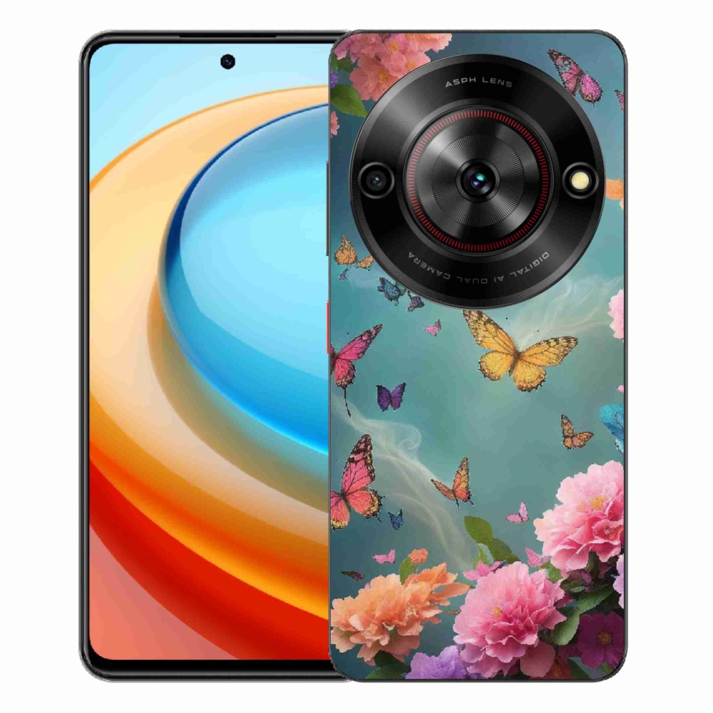 ZTE Blade A75 zselés tok mmCase - színes virágok és pillangók