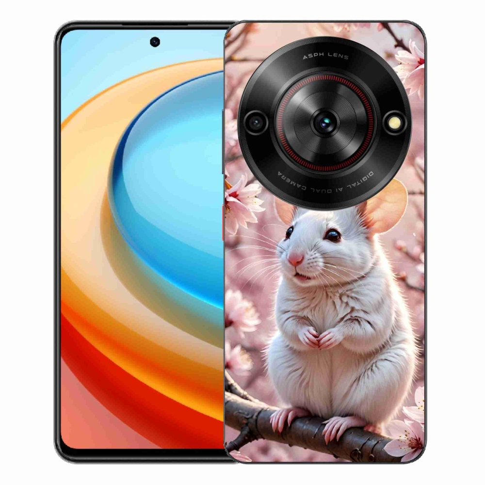 ZTE Blade A75 zselés tok mmCase - fehér egér az ágon