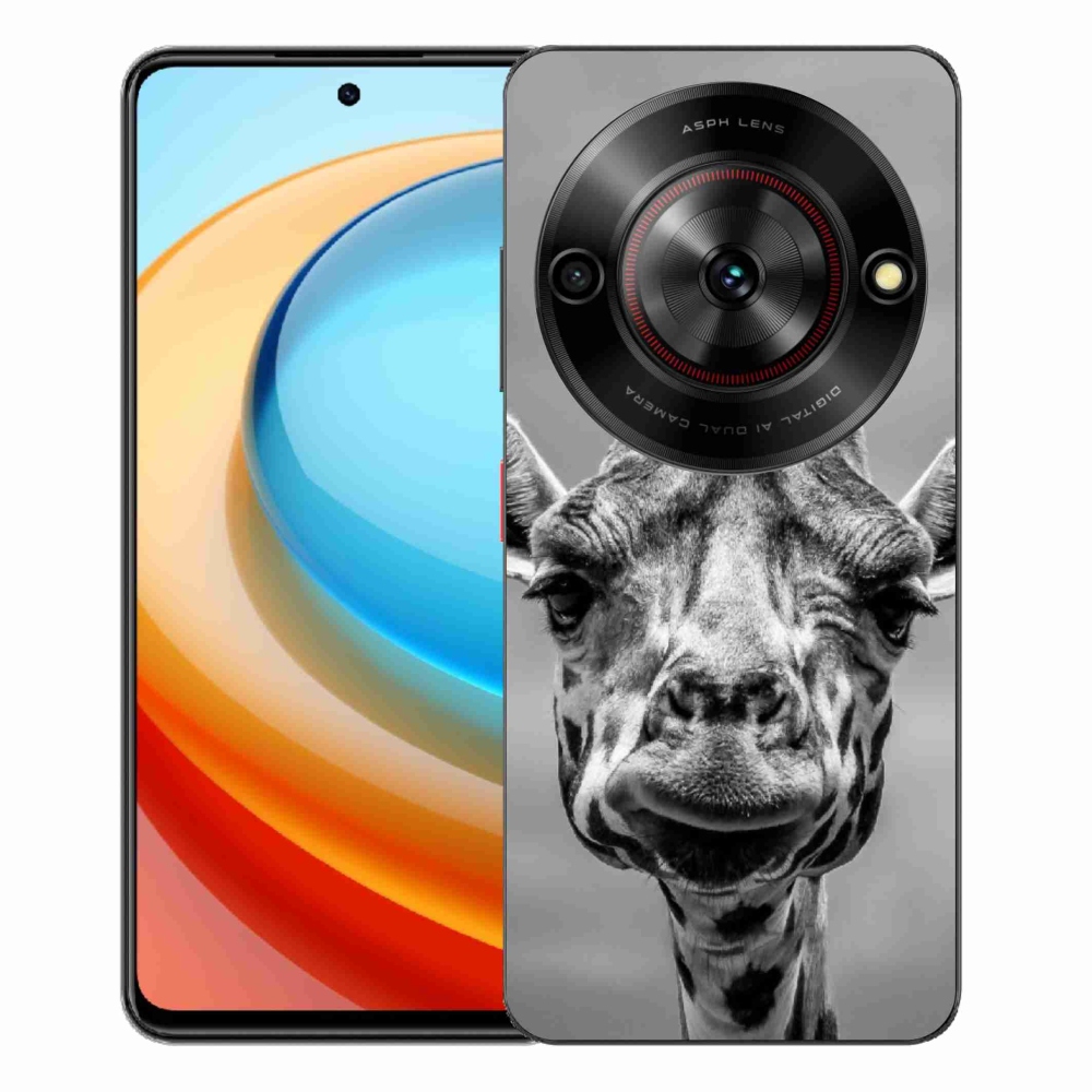 ZTE Blade A75 zselés tok mmCase - fekete-fehér zsiráf