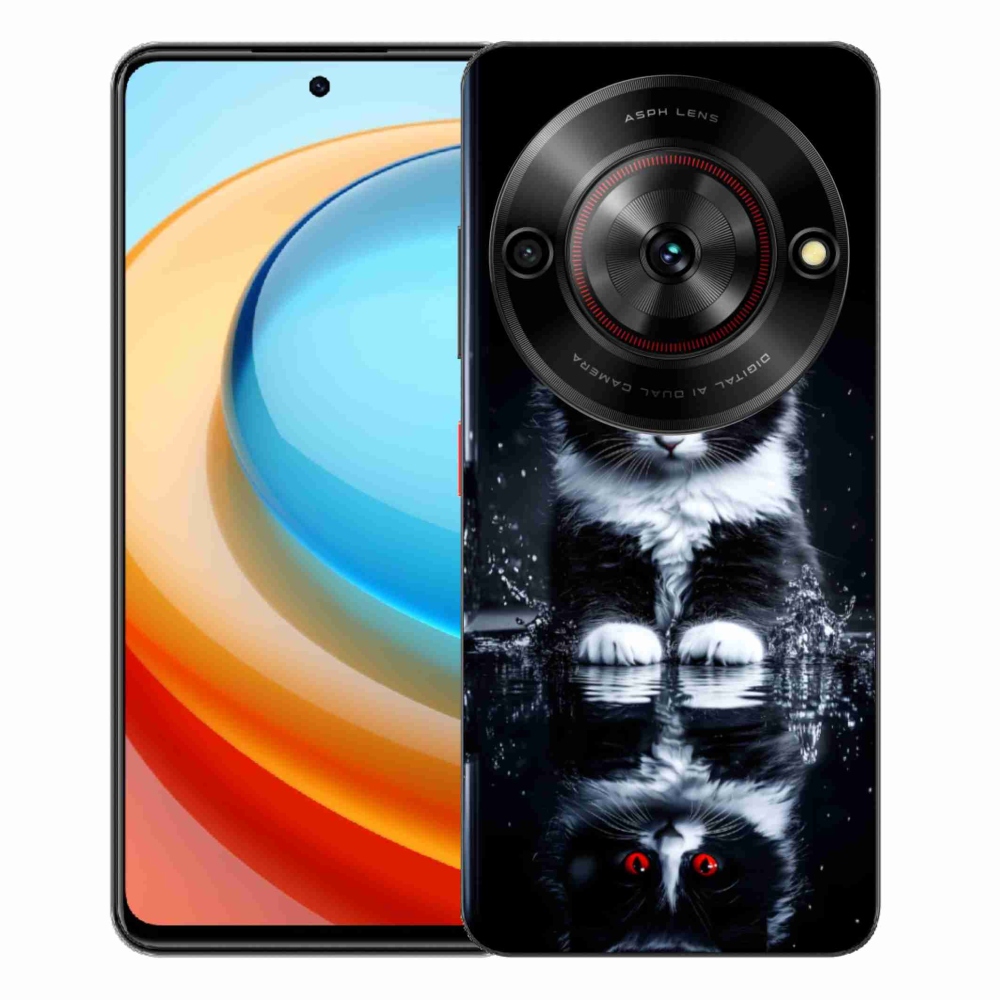 ZTE Blade A75 zselés tok mmCase - fekete-fehér cica
