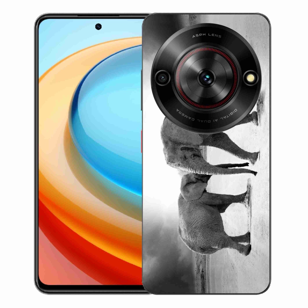 ZTE Blade A75 zselés borító mmCase - fekete és fehér elefántokhoz