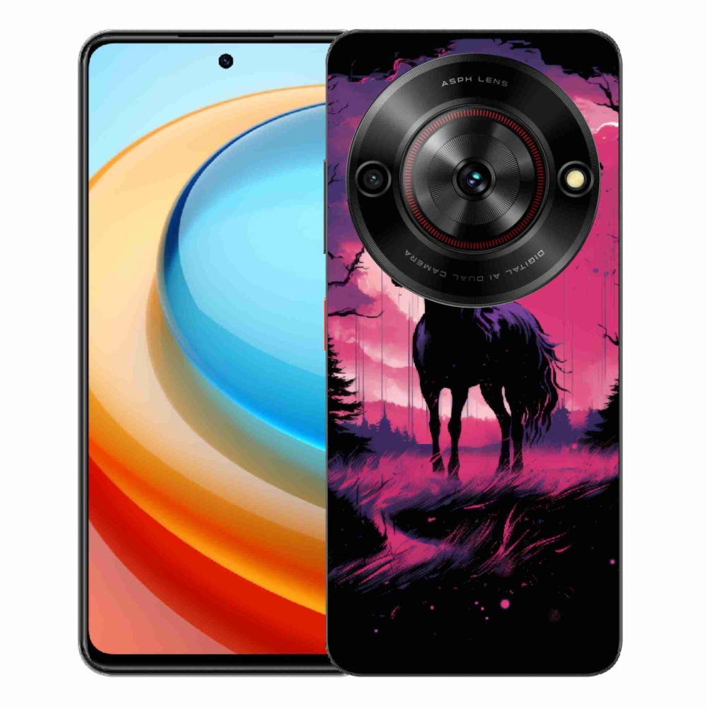 ZTE Blade A75 zselés tok mmCase - fekete rajzfilm ló 1
