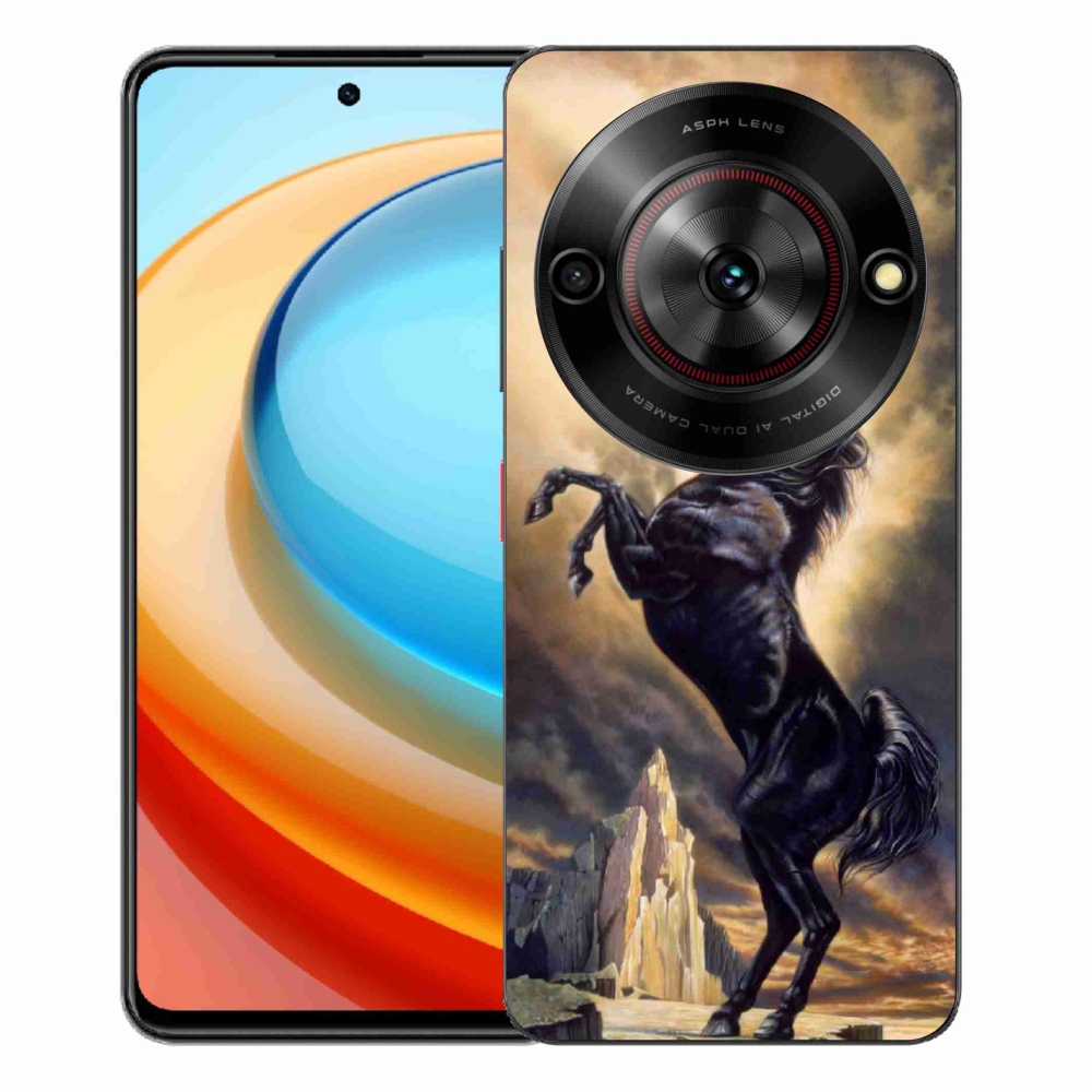ZTE Blade A75 zselés tok mmCase - fekete rajzfilm lóhoz