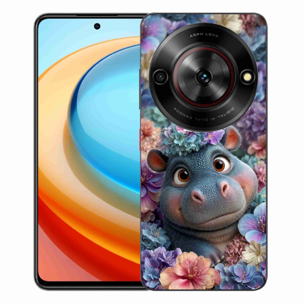 ZTE Blade A75 zselés tok mmCase - víziló virágokban