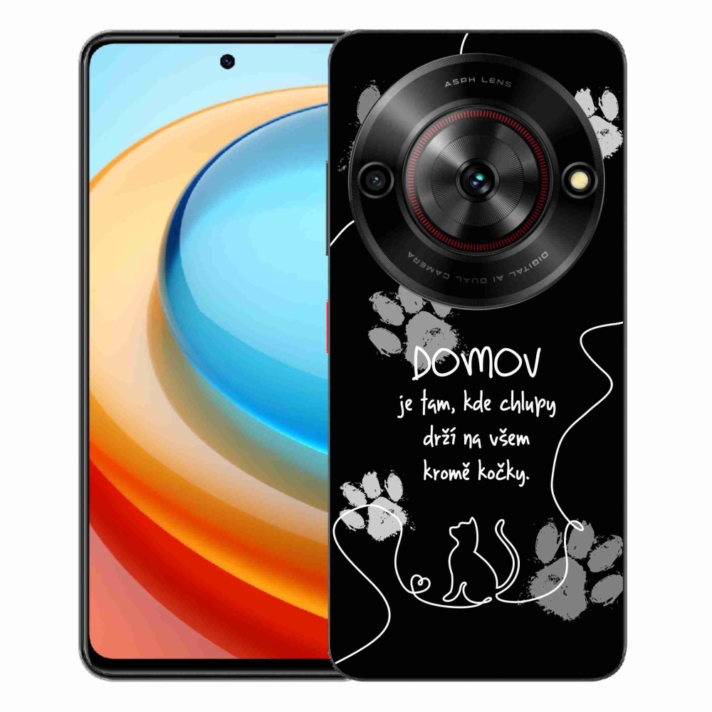 ZTE Blade A75 zselés tok mmCase - macska motívum fekete háttérrel