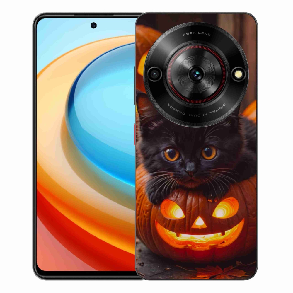 ZTE Blade A75 zselés borító mmCase - cica és tök - a ZTE Blade A75-hez