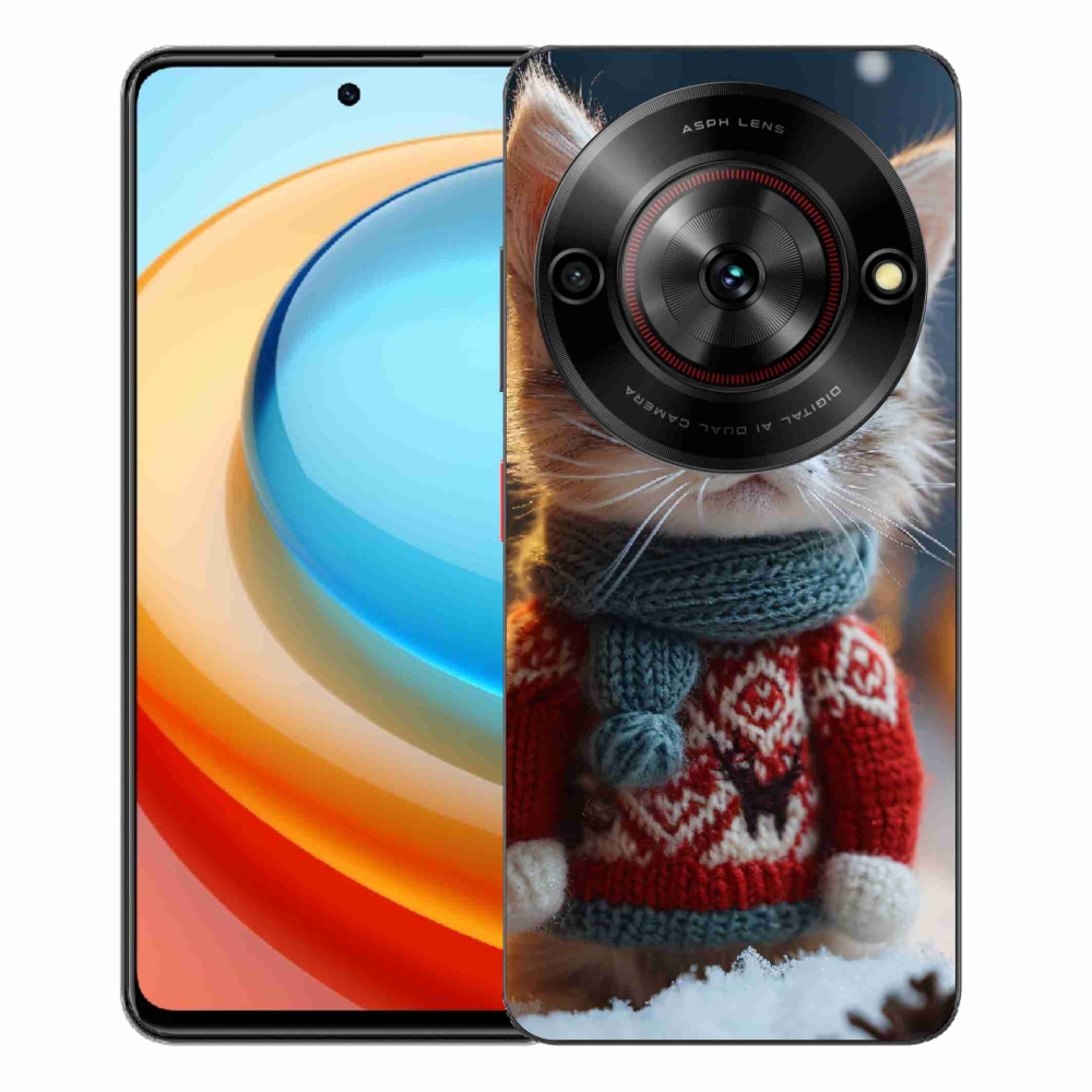 ZTE Blade A75 zselés tok mmCase - cica pulóverben