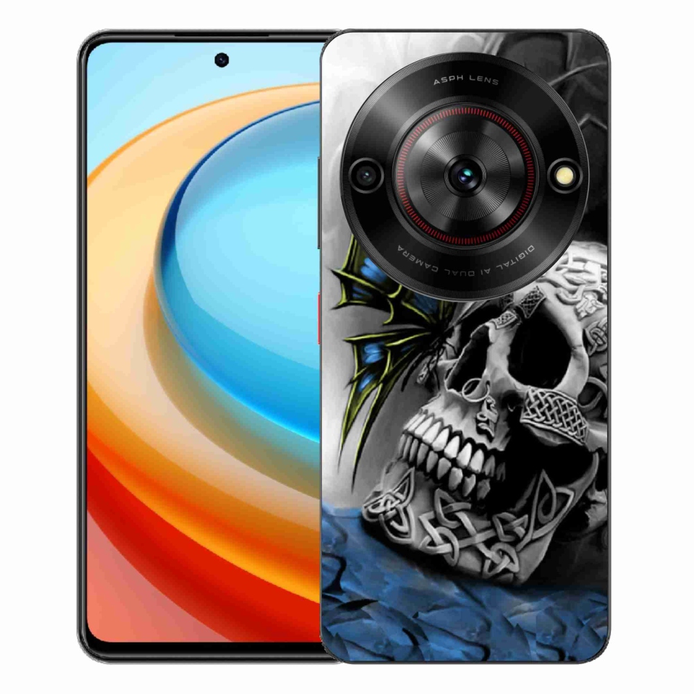 ZTE Blade A75 zselés tok mmCase - pillangó és koponya