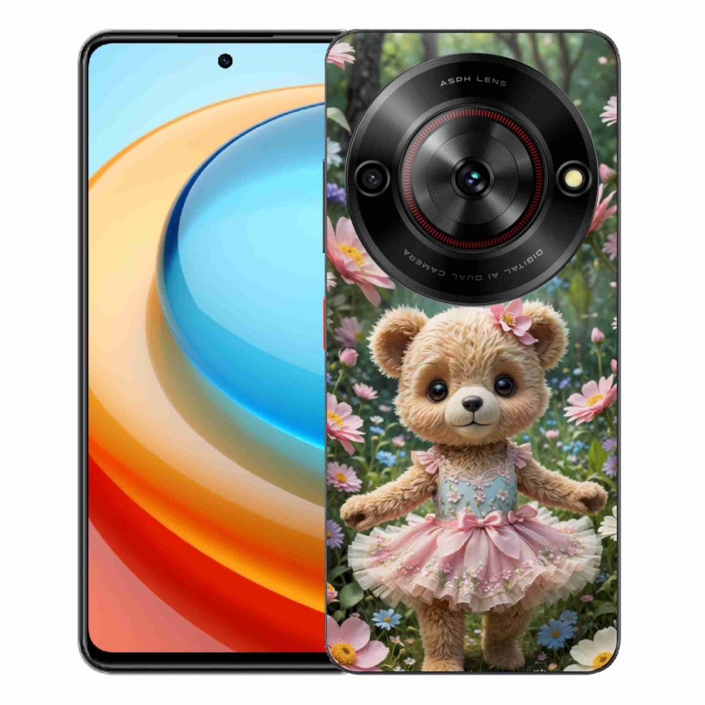 ZTE Blade A75 zselés borító mmCase - aranyos mackó virágokkal