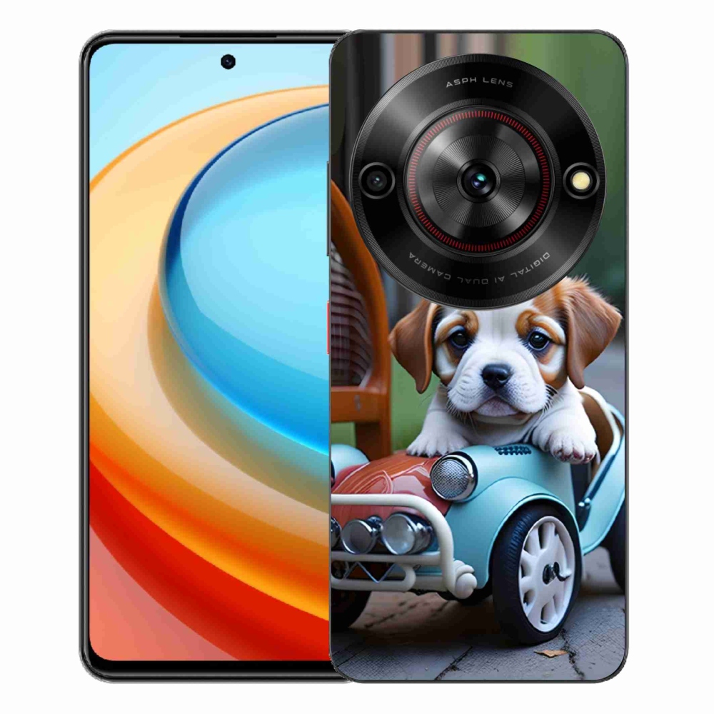 ZTE Blade A75 zselés borító mmCase - kiskutya retro autóban