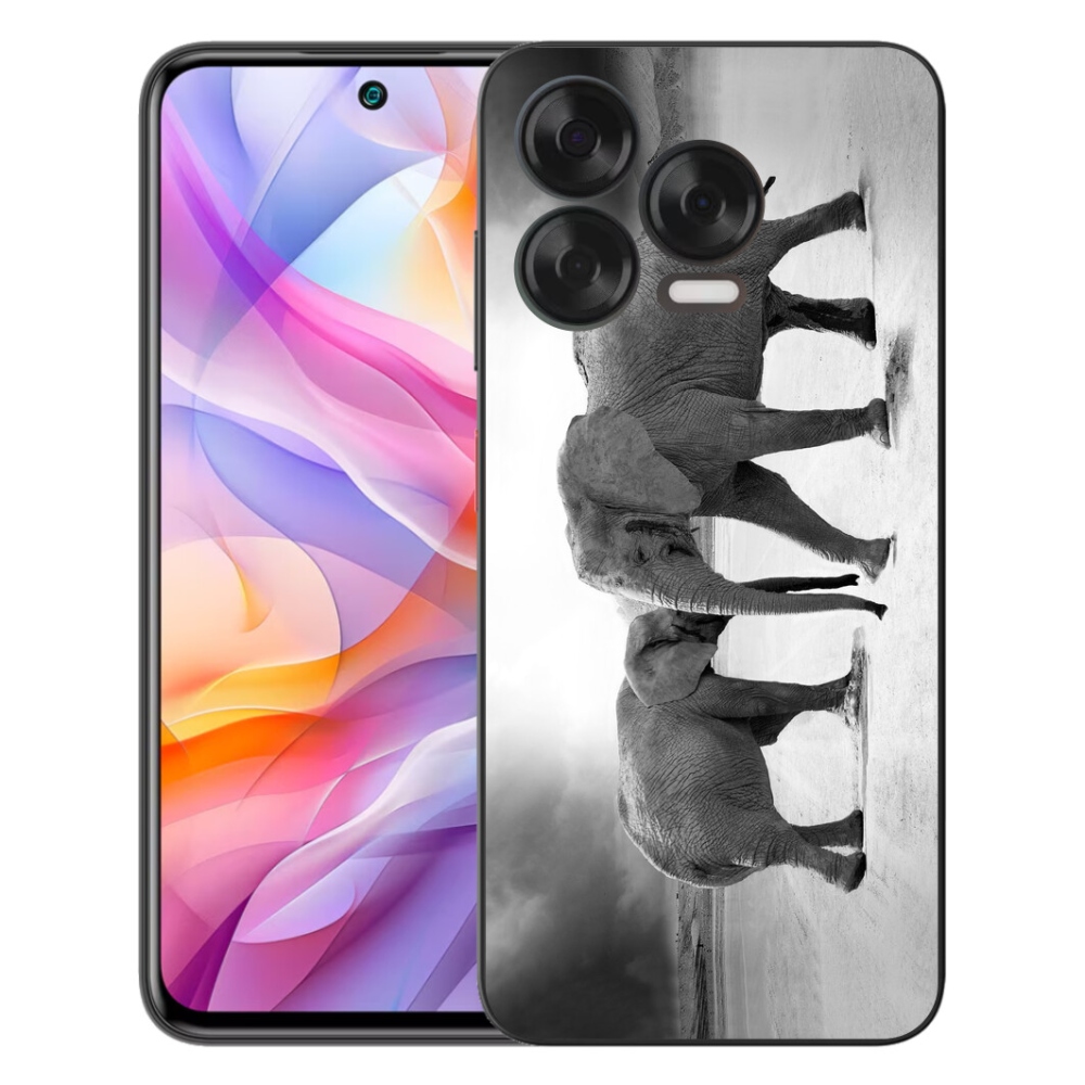 mmCase gél tok a ZTE Blade V70 Vita készülékhez – fekete-fehér elefántok
