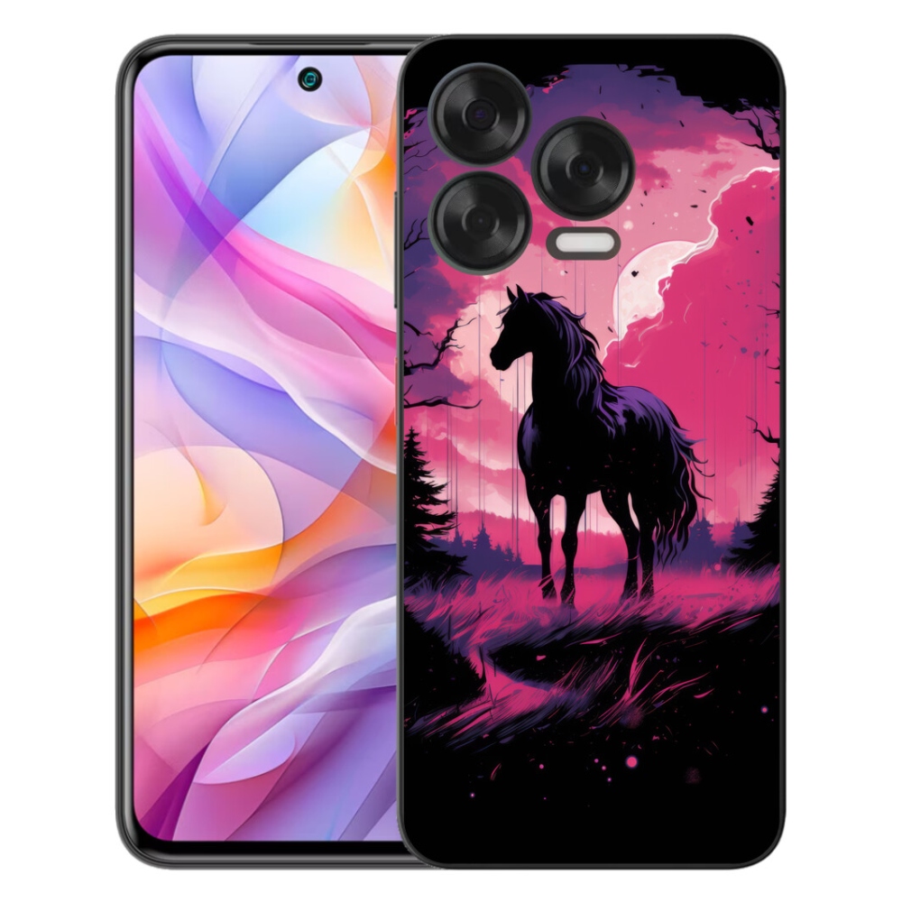 mmCase gél tok a ZTE Blade V70 Vita készülékhez – fekete rajzolt ló 1