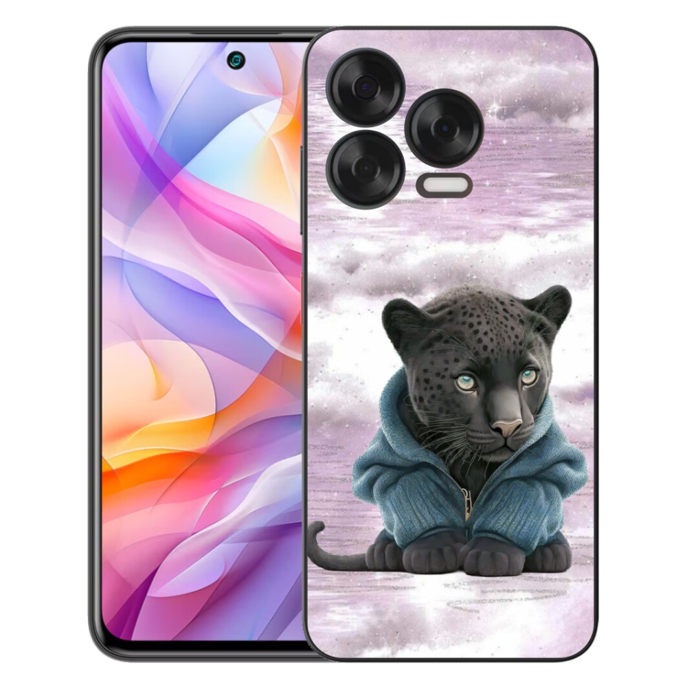 mmCase gélhuzat a ZTE Blade V70 Vita-hoz – fekete párduc pulóverben