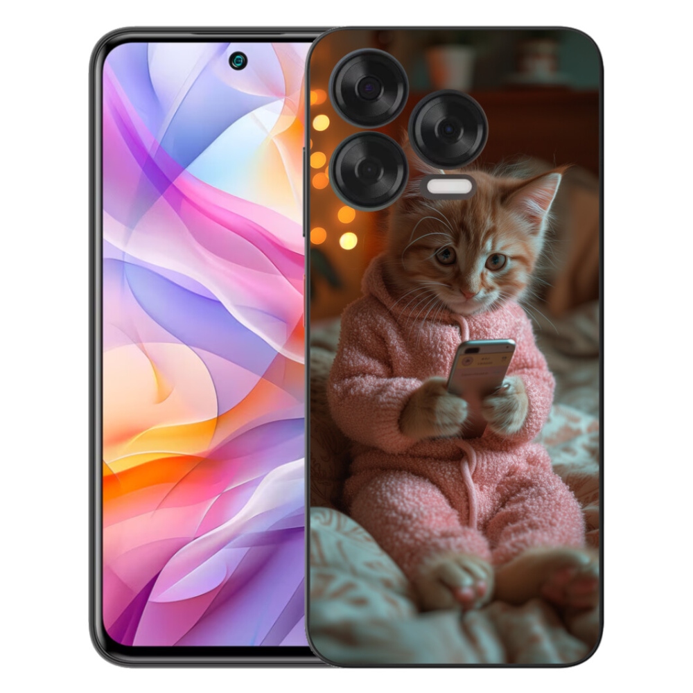 mmCase gél tok a ZTE Blade V70 Vita-hoz – cica a mobiltelefonnal