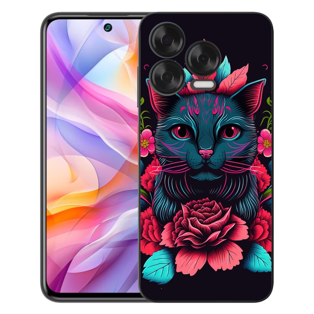 mmCase gél tok a ZTE Blade V70 Vita készülékhez – virágok és macska