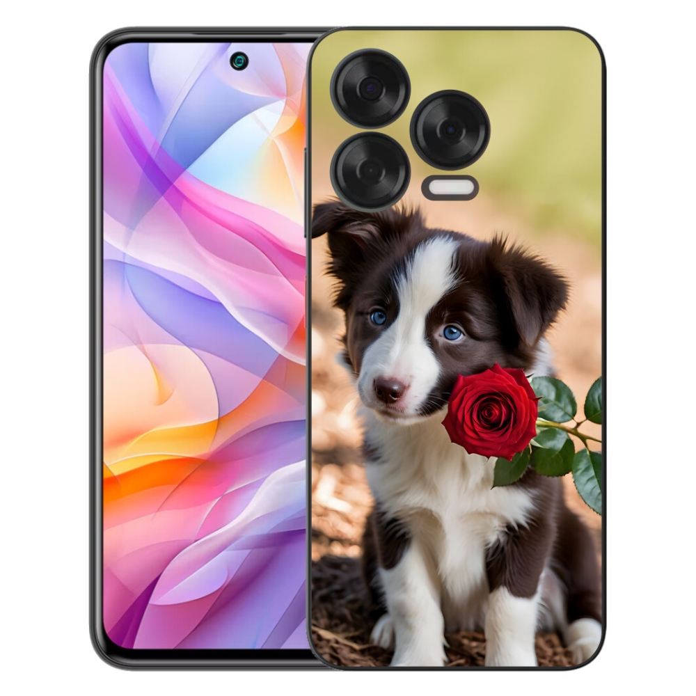 mmCase gél tok a ZTE Blade V70 Vita-hoz – aranyos border collie rózsával
