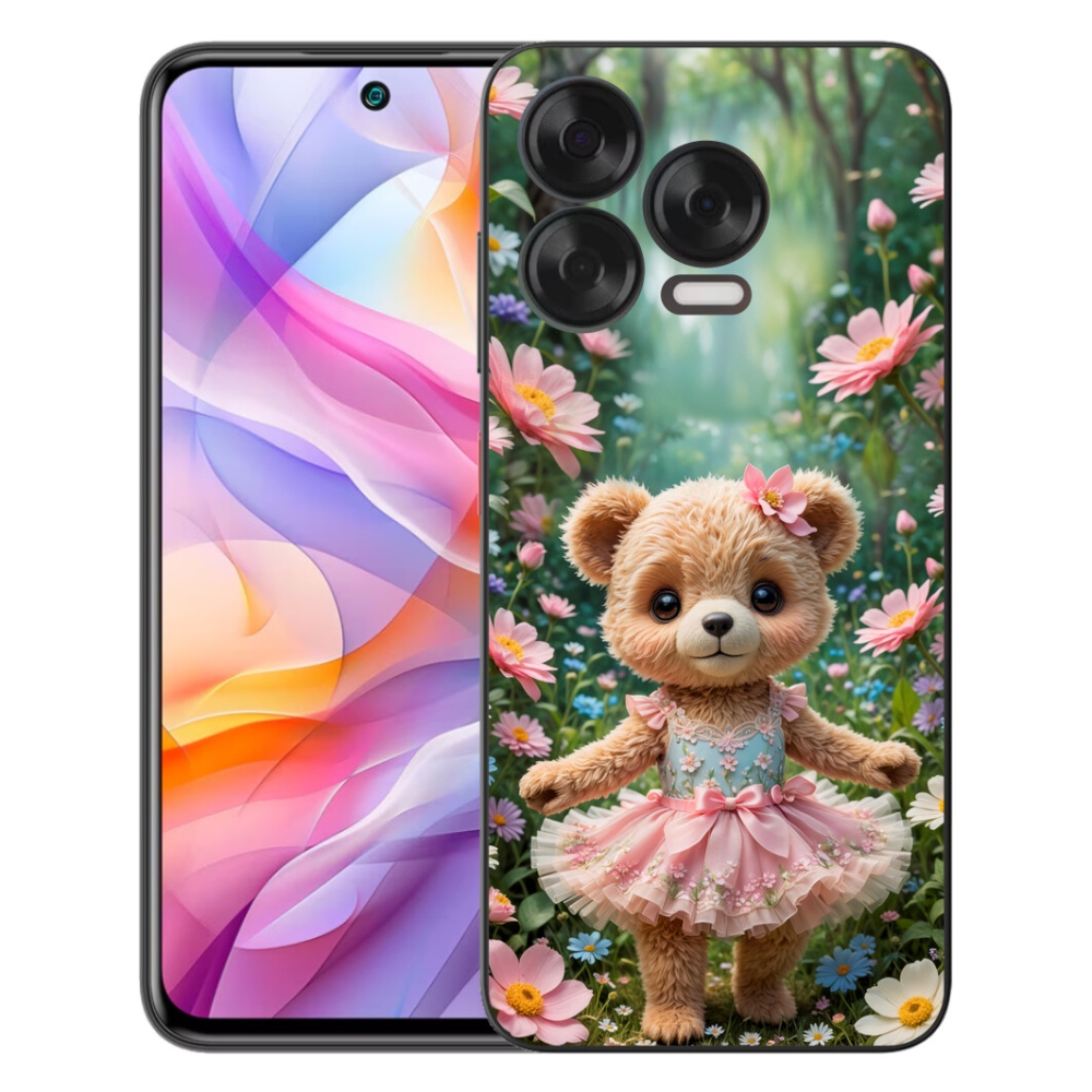 mmCase gél tok a ZTE Blade V70 Vita-hoz – aranyos mackó virágok között