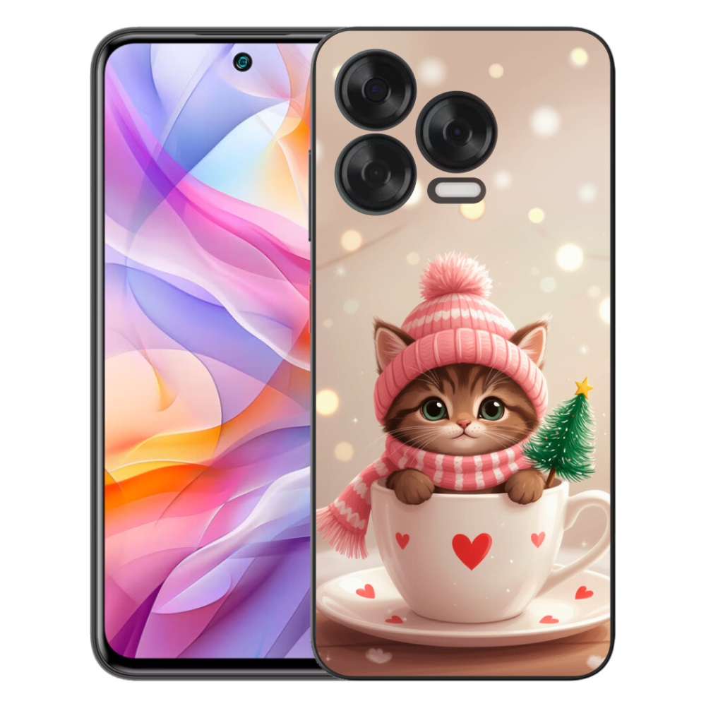 mmCase gél tok a ZTE Blade V70 Vita-hoz – karácsonyi cica egy csészében