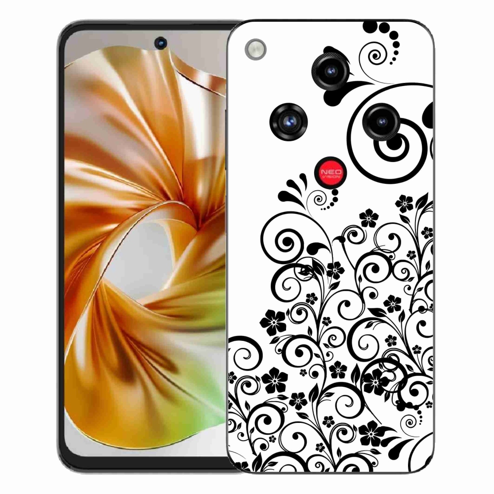 ZTE Nubia Focus 2 zselés borító mmCase - fekete és fehér virágmintás borítás