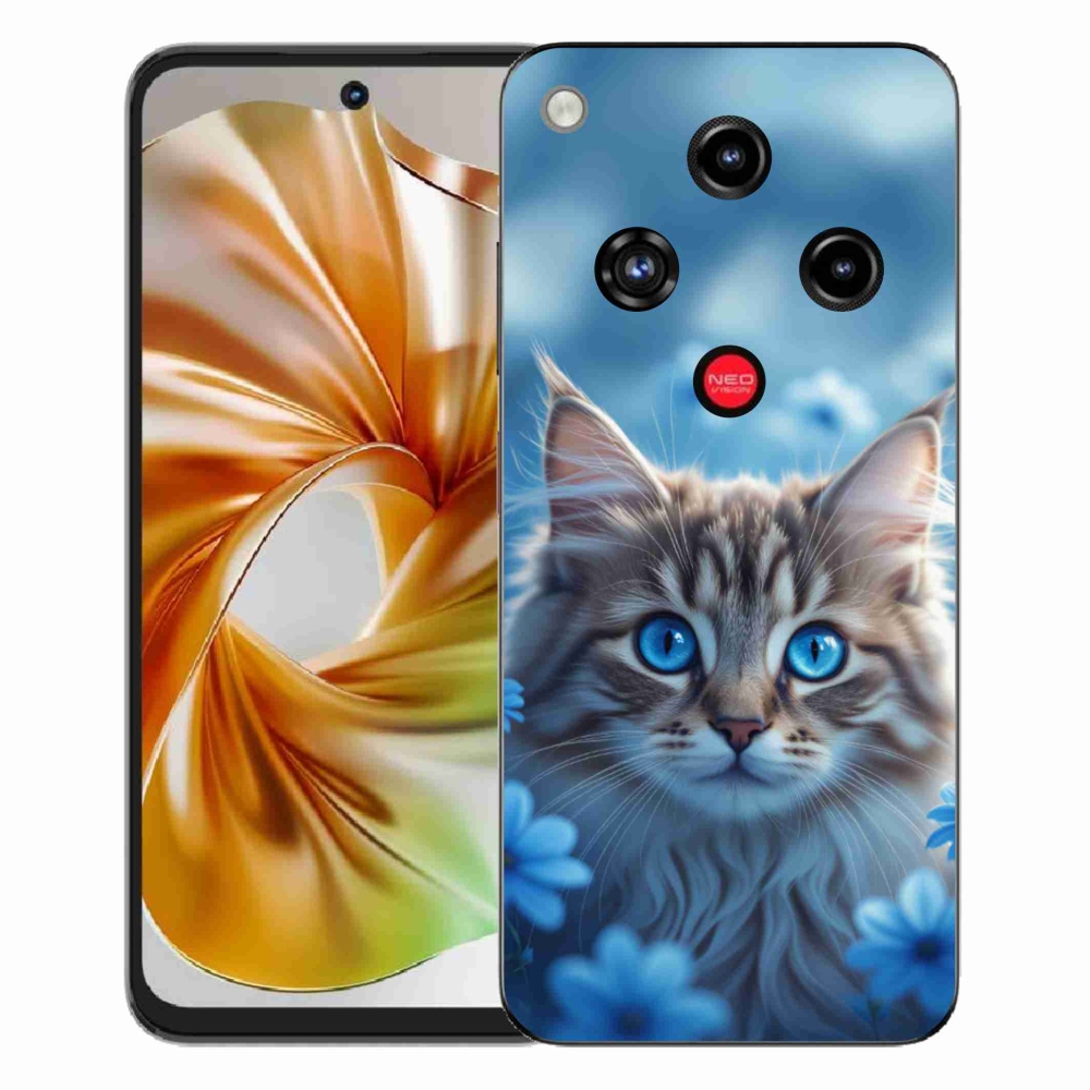 ZTE Nubia Focus 2 zselés tok mmCase - kék virágos cica