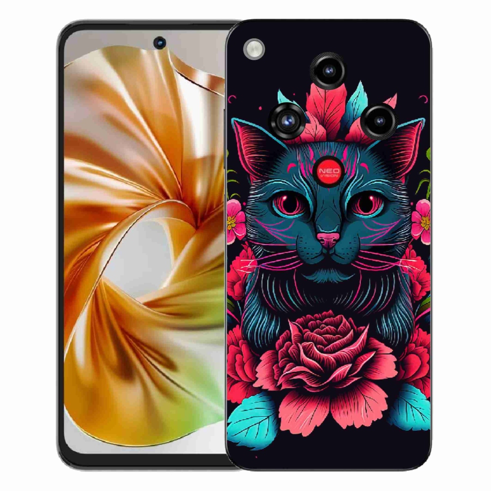 ZTE Nubia Focus 2 zselés tok mmCase - virágok és macska