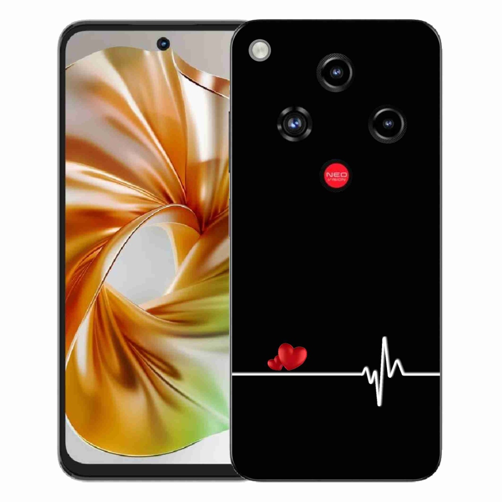 ZTE Nubia Focus 2 zselés borító mmCase - szív és szívverés fekete háttérrel