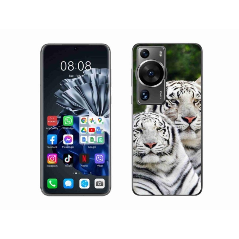 Gél tok mmCase a Huawei P60 Pro készülékhez - fehér tigrisek