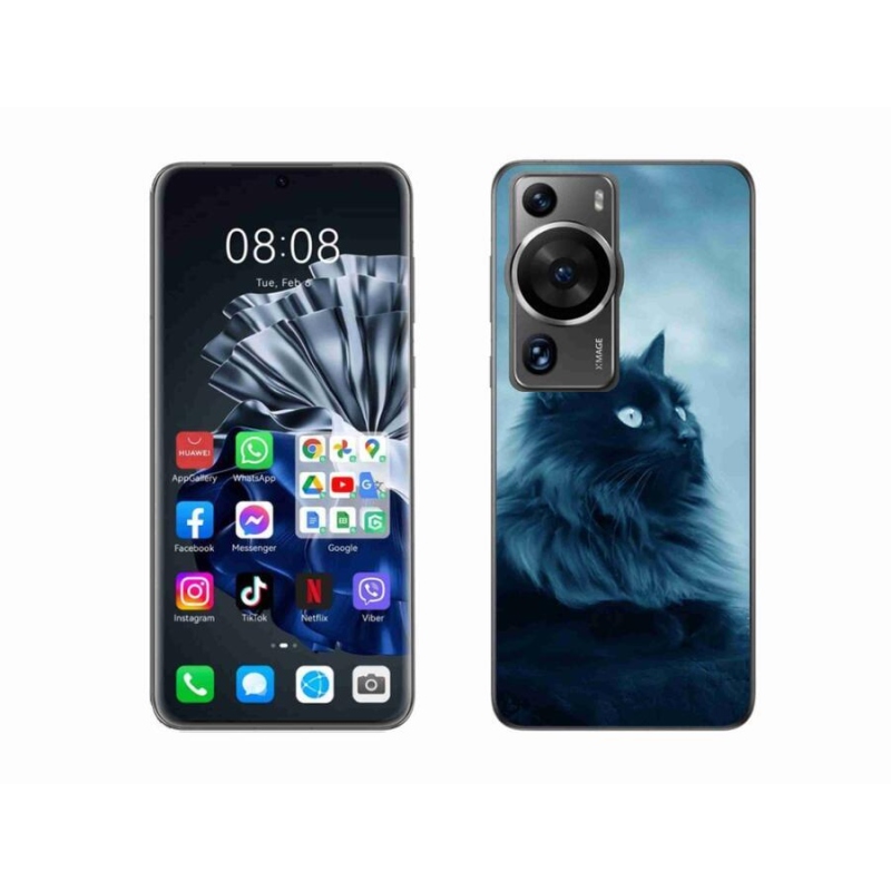 Gél tok mmCase a Huawei P60 Pro készülékhez - fekete macska 1