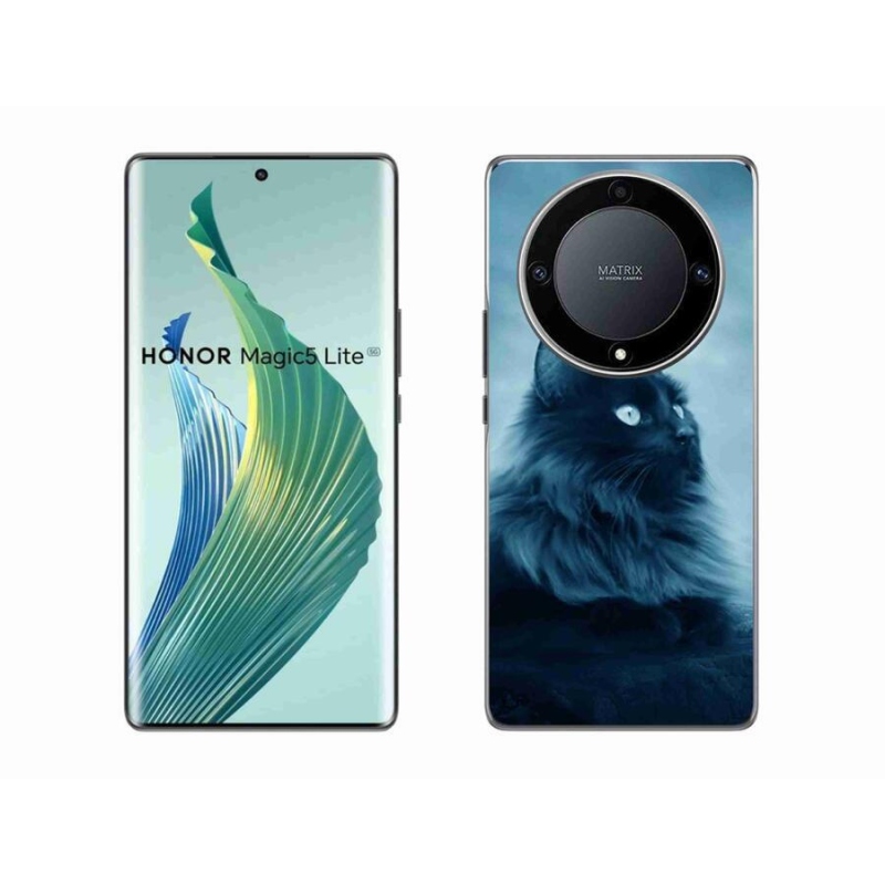 Gél tok mmCase a Honor Magic 5 Lite 5G számára - fekete cat 1