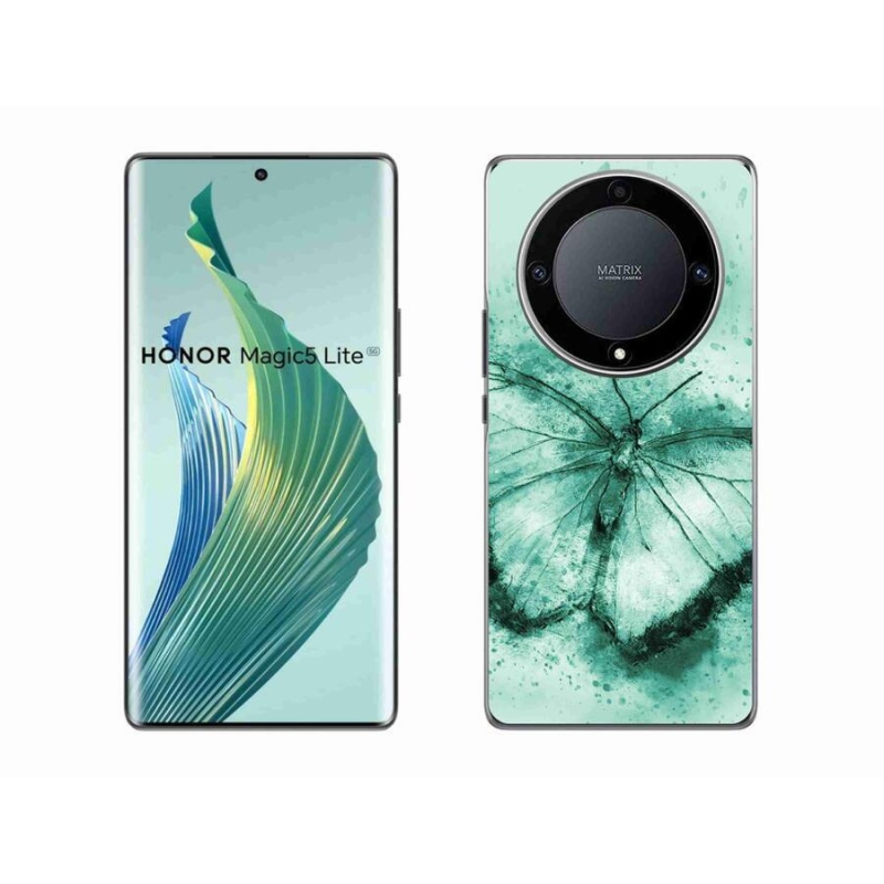 Gél tok mmCase a Honor Magic 5 Lite 5G számára - zöld pillangó