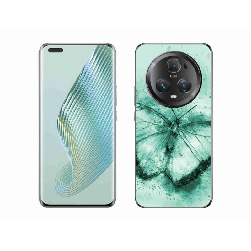 Gél tok mmCase a Honor Magic 5 Pro 5G számára - zöld pillangó