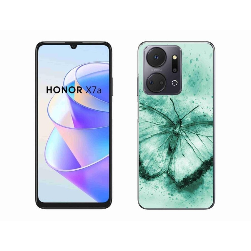 Gél tok mmCase a Honor X7a számára - zöld pillangó