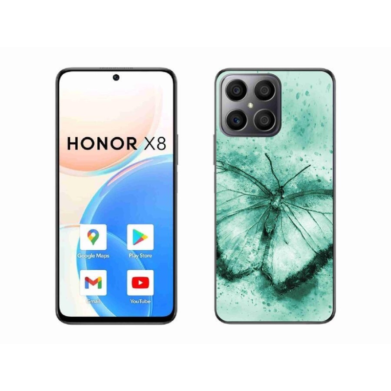 Gél tok mmCase a Honor X8 4G-hez - zöld pillangó