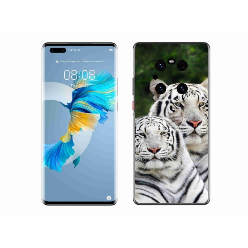 Gél tok mmCase a mobil Huawei Mate 40 Pro készülékhez - fehér tigrisek