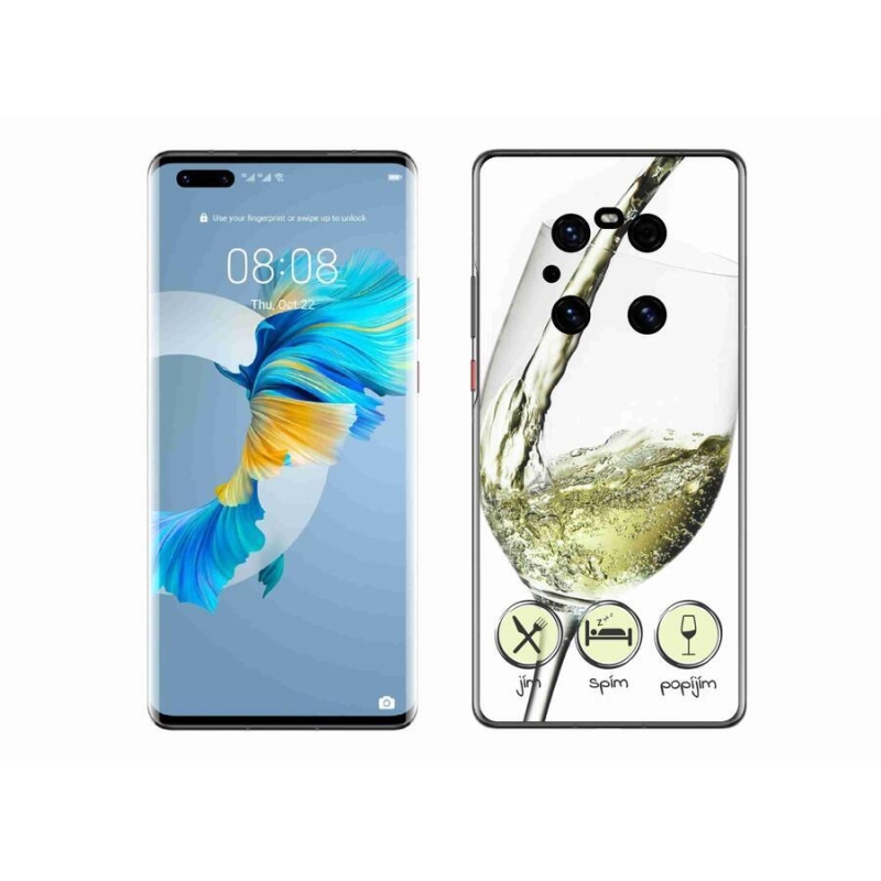 Gél tok mmCase mobiltelefonhoz Huawei Mate 40 Pro - borospohár fehér