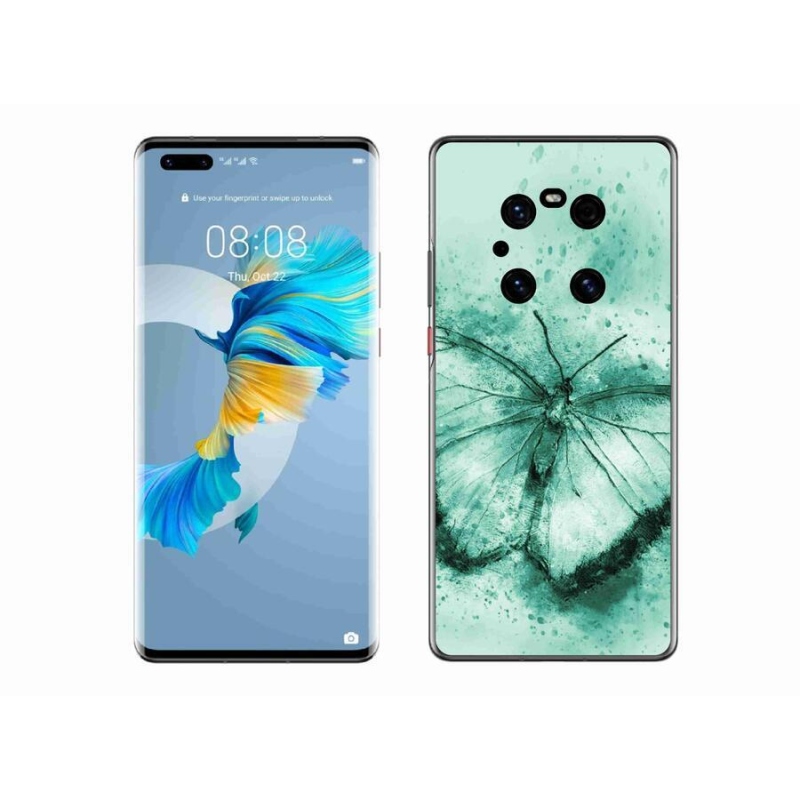 Gél tok mmCase mobiltelefonhoz Huawei Mate 40 Pro - zöld pillangó