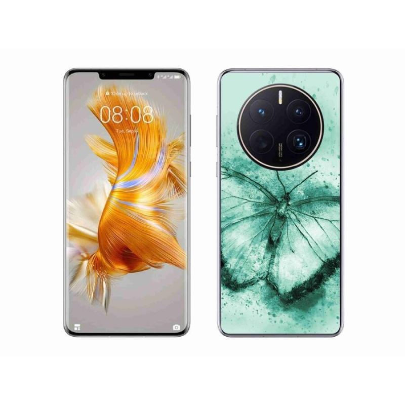 Gél tok mmCase a mobil Huawei Mate 50 Pro készülékhez - zöld pillangó