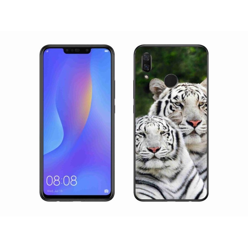 Gél tok mmCase mobil Huawei Nova 3i - fehér tigrisek