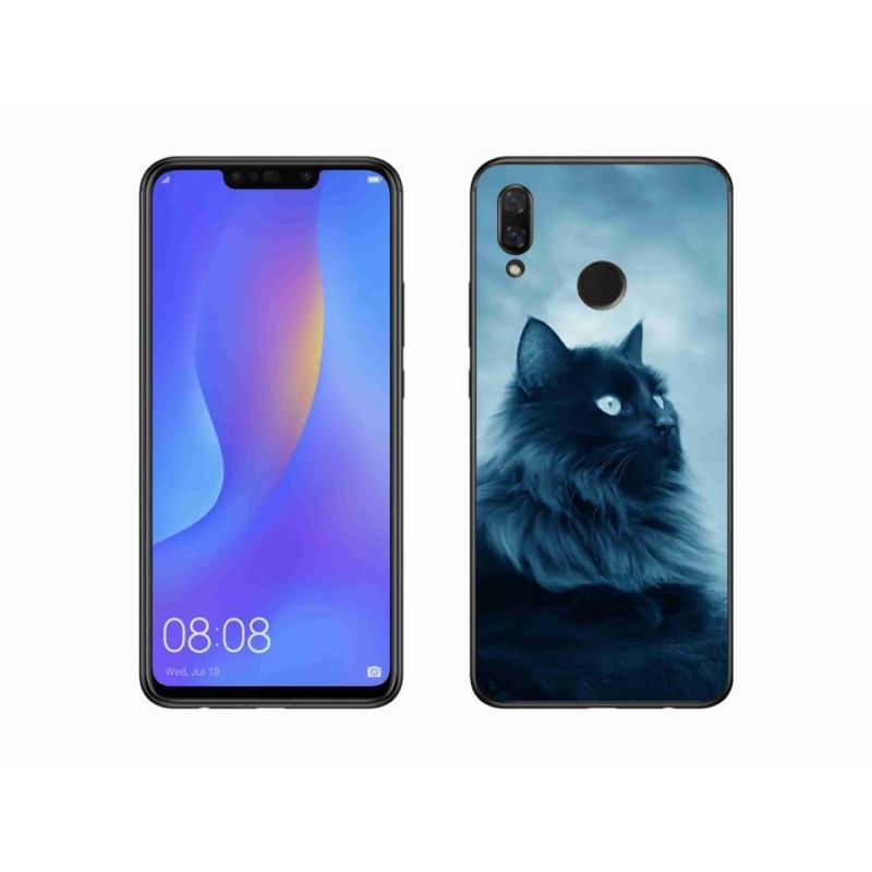 Gél tok mmCase a mobil Huawei Nova 3i - fekete macska 1