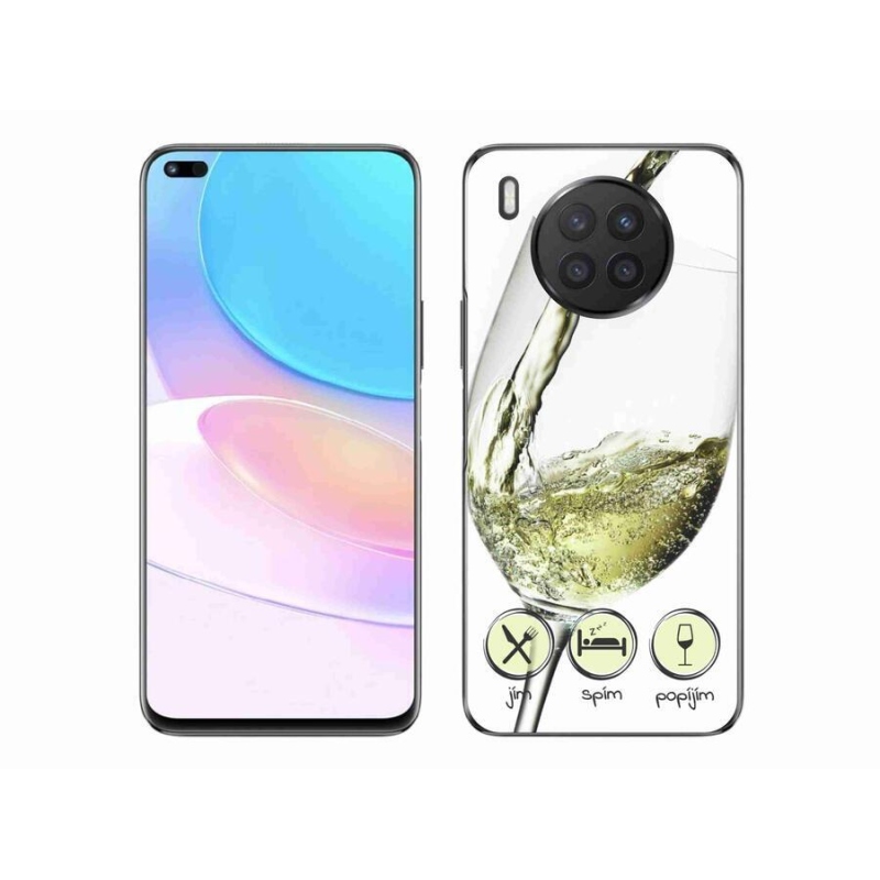 Gél tok mmCase mobiltelefonhoz Huawei Nova 8i - borospohár fehér