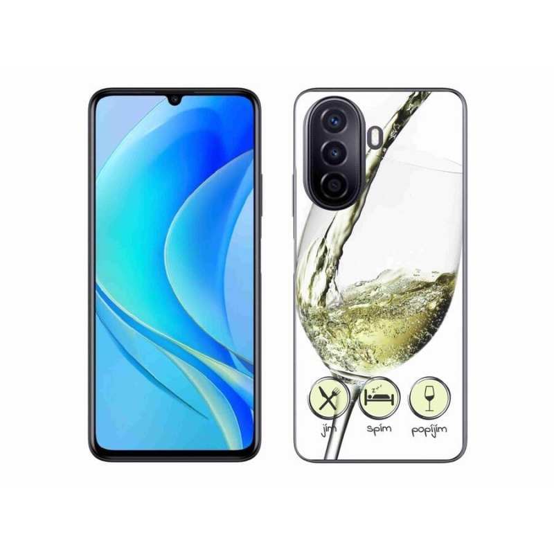 Gél tok mmCase mobiltelefonhoz Huawei Nova Y70 - borospohár fehér