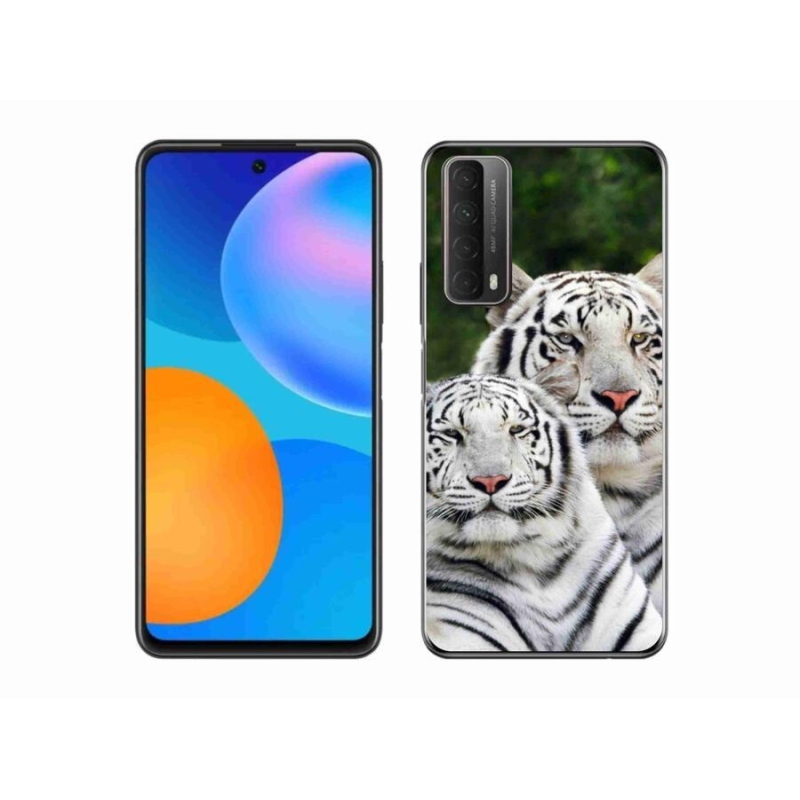 Gél tok mmCase mobiltelefonhoz Huawei P Smart (2021) - fehér tigrisek